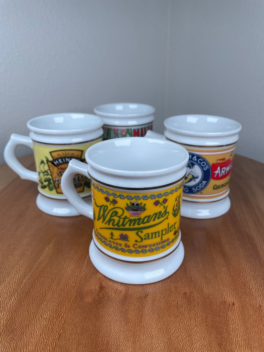 Corner Store Porcelain Mug Collection Variety Hills Bros Heinz Whitman Set of 4